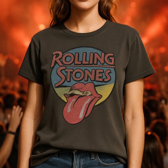 Daydreamer x Free People Rolling Stones Graphic Tee M Black Vintage Wash - Picture 2 of 9